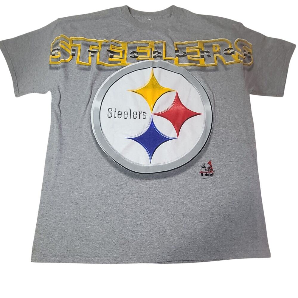 RIDDELL Pittsburgh Steelers Shirt Adult 3XL Gray Short Sleeve NFL Football 1998